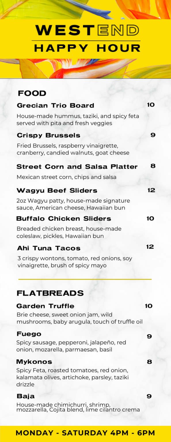 Our Menu West End Kitchen & Bar